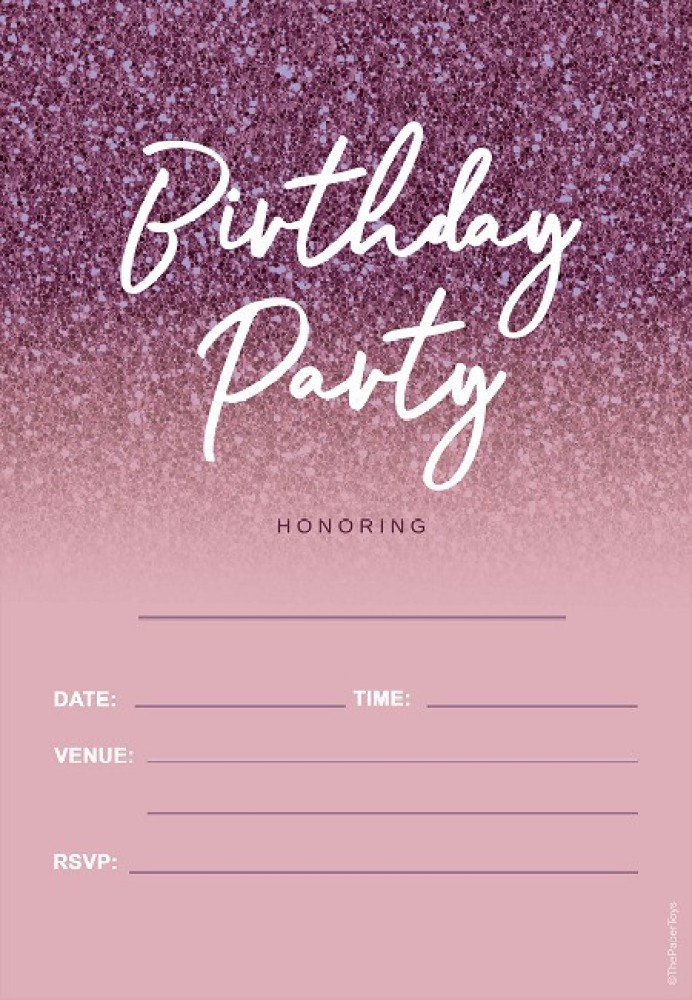 thepapertoys Birthday Party Invitation Cards for Girls, 25 self-fill-in  Invitation Cards with Envelopes (5*7 inches) - ICB56 Invitation Card